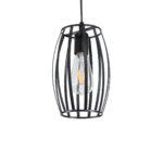 GloboStar® ZEBRA 01062 Vintage Κρεμαστό Φωτιστικό Πλέγμα Μονόφωτο 1 x E27 IP20 Μαύρο Μέταλλο - Μ15 x Π15 x Y24cm
