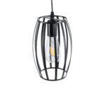GloboStar® ZEBRA 01062 Vintage Κρεμαστό Φωτιστικό Πλέγμα Μονόφωτο 1 x E27 IP20 Μαύρο Μέταλλο - Μ15 x Π15 x Y24cm - Image 6