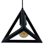 GloboStar® TRIANGLE 01063 Μοντέρνο Κρεμαστό Φωτιστικό Ανάρτηση Μονόφωτο 1 x E27 IP20 Μαύρο Μέταλλο - Μ25 x Π25 x Y21cm - Image 7