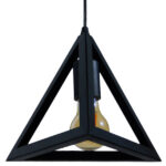 GloboStar® TRIANGLE 01063 Μοντέρνο Κρεμαστό Φωτιστικό Ανάρτηση Μονόφωτο 1 x E27 IP20 Μαύρο Μέταλλο - Μ25 x Π25 x Y21cm - Image 5
