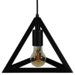 GloboStar® TRIANGLE 01063 Μοντέρνο Κρεμαστό Φωτιστικό Ανάρτηση Μονόφωτο 1 x E27 IP20 Μαύρο Μέταλλο - Μ25 x Π25 x Y21cm - Image 6