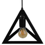 GloboStar® TRIANGLE 01063 Μοντέρνο Κρεμαστό Φωτιστικό Ανάρτηση Μονόφωτο 1 x E27 IP20 Μαύρο Μέταλλο - Μ25 x Π25 x Y21cm - Image 2