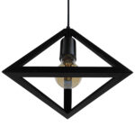 GloboStar® TRIANGLE 01063 Μοντέρνο Κρεμαστό Φωτιστικό Ανάρτηση Μονόφωτο 1 x E27 IP20 Μαύρο Μέταλλο - Μ25 x Π25 x Y21cm - Image 9