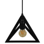 GloboStar® TRIANGLE 01063 Μοντέρνο Κρεμαστό Φωτιστικό Ανάρτηση Μονόφωτο 1 x E27 IP20 Μαύρο Μέταλλο - Μ25 x Π25 x Y21cm - Image 3