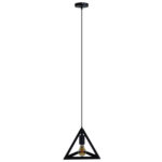 GloboStar® TRIANGLE 01063 Μοντέρνο Κρεμαστό Φωτιστικό Ανάρτηση Μονόφωτο 1 x E27 IP20 Μαύρο Μέταλλο - Μ25 x Π25 x Y21cm