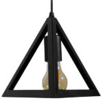 GloboStar® TRIANGLE 01063 Μοντέρνο Κρεμαστό Φωτιστικό Ανάρτηση Μονόφωτο 1 x E27 IP20 Μαύρο Μέταλλο - Μ25 x Π25 x Y21cm - Image 4