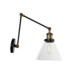 GloboStar® OLIVIA 01068 Vintage Επιτοίχιο Φωτιστικό Απλίκα Μονόφωτο 1 x E27 IP20 Μαύρο & Χρυσό Μέταλλο με Διάφανο Γυαλί - Μ18 x Π40 x Υ43cm - Image 4
