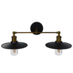 GloboStar® MINIMALL 01069 Vintage Επιτοίχιο Φωτιστικό Απλίκα Δίφωτο 2 x E27 IP20 Μαύρο & Χρυσό Μέταλλο - Μ30 x Π60 x Υ18cm - Image 2