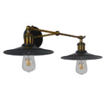 GloboStar® MINIMALL 01069 Vintage Επιτοίχιο Φωτιστικό Απλίκα Δίφωτο 2 x E27 IP20 Μαύρο & Χρυσό Μέταλλο - Μ30 x Π60 x Υ18cm - Image 3