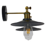 GloboStar® MINIMALL 01069 Vintage Επιτοίχιο Φωτιστικό Απλίκα Δίφωτο 2 x E27 IP20 Μαύρο & Χρυσό Μέταλλο - Μ30 x Π60 x Υ18cm - Image 4