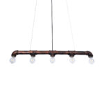 GloboStar® CANAL 01070 Vintage Κρεμαστό Φωτιστικό Ράγα Πολύφωτο 5 x E27 IP20 Χάλκινο Μέταλλο - Μ88 x Π5 x Υ7cm - Image 4