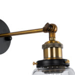 GloboStar® LYDIA 01071 Vintage Επιτοίχιο Φωτιστικό Απλίκα Μονόφωτο 1 x E27 IP20 Μαύρο & Χρυσό Μέταλλο με Διάφανο Γυαλί - Μ14 x Π26 x Υ30cm - Image 7