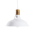 GloboStar® ANER 01072 Vintage Κρεμαστό Φωτιστικό Καμπάνα Μονόφωτο 1 x E27 IP20 Λευκό & Χρυσό Μέταλλο - Μ27.5 x Π27.5 x Υ19cm - Image 4