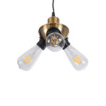 GloboStar® COPPER 01076 Vintage Κρεμαστό Φωτιστικό Ανάρτηση Τρίφωτο 3 x E27 IP20 Χρυσό Μέταλλο με Μαύρο Πλαστικό - Μ14 x Π14 x Υ13cm - Image 5
