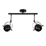 GloboStar® CANNES 01081 Μοντέρνο Φωτιστικό Οροφής Ράγα Δίφωτο 2 x E27 IP20 Μαύρο Μέταλλο - Μ61 x Π12 x Υ48cm