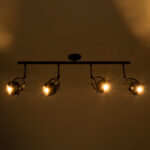 GloboStar® CANNES 01082 Μοντέρνο Φωτιστικό Οροφής Ράγα Πολύφωτο 4 x E27 IP20 Μαύρο Μέταλλο - Μ108 x Π12 x Υ48cm - Image 2