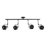GloboStar® CANNES 01082 Μοντέρνο Φωτιστικό Οροφής Ράγα Πολύφωτο 4 x E27 IP20 Μαύρο Μέταλλο - Μ108 x Π12 x Υ48cm - Image 3