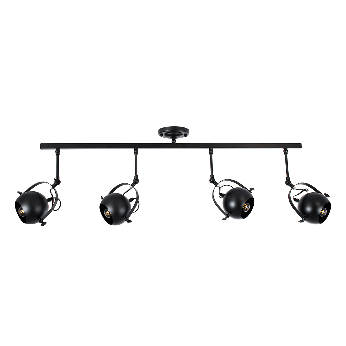 GloboStar® CANNES 01082 Μοντέρνο Φωτιστικό Οροφής Ράγα Πολύφωτο 4 x E27 IP20 Μαύρο Μέταλλο - Μ108 x Π12 x Υ48cm - Image 3