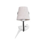 GloboStar® DOVE 01084 Vintage Επιτοίχιο Φωτιστικό Απλίκα Μονόφωτο 1 x E14 IP20 Μαύρο & Λευκό Μέταλλο με Μπεζ Ύφασμα - Μ30 x Π15 x Υ36cm - Image 3