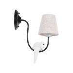 GloboStar® DOVE 01084 Vintage Επιτοίχιο Φωτιστικό Απλίκα Μονόφωτο 1 x E14 IP20 Μαύρο & Λευκό Μέταλλο με Μπεζ Ύφασμα - Μ30 x Π15 x Υ36cm - Image 4
