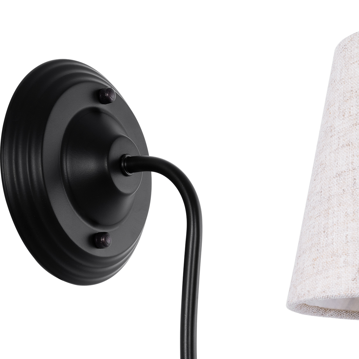GloboStar® DOVE 01084 Vintage Επιτοίχιο Φωτιστικό Απλίκα Μονόφωτο 1 x E14 IP20 Μαύρο & Λευκό Μέταλλο με Μπεζ Ύφασμα - Μ30 x Π15 x Υ36cm - Image 6