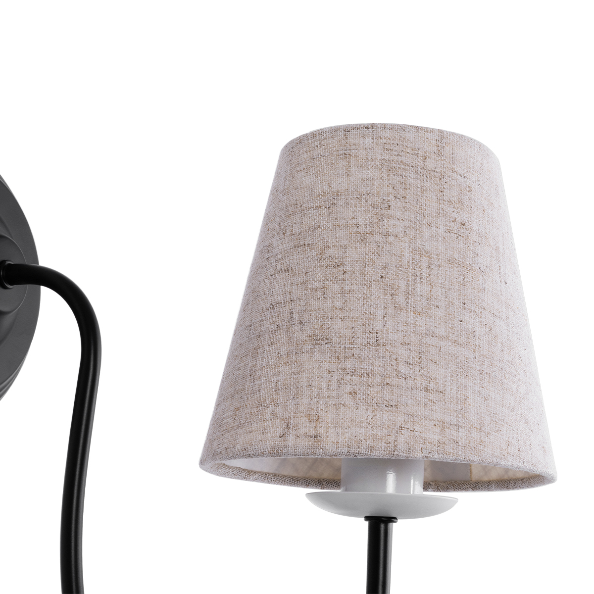 GloboStar® DOVE 01084 Vintage Επιτοίχιο Φωτιστικό Απλίκα Μονόφωτο 1 x E14 IP20 Μαύρο & Λευκό Μέταλλο με Μπεζ Ύφασμα - Μ30 x Π15 x Υ36cm - Image 7