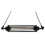 GloboStar® TUBE 01085 Vintage Κρεμαστό Φωτιστικό Ανάρτηση Μονόφωτο 1 x E27 IP20 Μαύρο Μέταλλο - Μ43 x Π11 x Υ11cm - Image 5