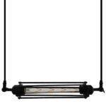 GloboStar® TUBE 01085 Vintage Κρεμαστό Φωτιστικό Ανάρτηση Μονόφωτο 1 x E27 IP20 Μαύρο Μέταλλο - Μ43 x Π11 x Υ11cm - Image 2