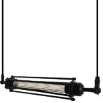 GloboStar® TUBE 01085 Vintage Κρεμαστό Φωτιστικό Ανάρτηση Μονόφωτο 1 x E27 IP20 Μαύρο Μέταλλο - Μ43 x Π11 x Υ11cm - Image 7
