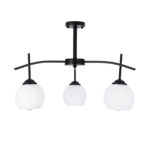 GloboStar® LUNA 01087 Μοντέρνο Φωτιστικό Οροφής Καμπάνα Τριφωτο 3 x E27 IP20 Μαύρο Μέταλλο με Λευκό Γυαλί - Μ45 x Π45 x Υ40cm - Image 3