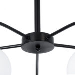 GloboStar® LUNA 01088 Μοντέρνο Φωτιστικό Οροφής Καμπάνα Πολύφωτο 5 x E27 IP20 Μαύρο Μέταλλο με Λευκό Γυαλί - Μ60 x Π60 x Υ43cm - Image 6