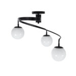 GloboStar® SELINA 01089 Μοντέρνο Φωτιστικό Οροφής Μπάλα Τρίφωτο 3 x E27 IP20 Μαύρο Μέταλλο με Λευκό Γυαλί - Μ60 x Π60 x Υ45cm