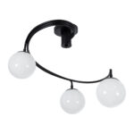 GloboStar® SELINA 01089 Μοντέρνο Φωτιστικό Οροφής Μπάλα Τρίφωτο 3 x E27 IP20 Μαύρο Μέταλλο με Λευκό Γυαλί - Μ60 x Π60 x Υ45cm - Image 2