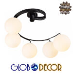 GloboStar® SELINA 01090 Μοντέρνο Φωτιστικό Οροφής Μπάλα Πολύφωτο 5 x E27 IP20 Μαύρο Μέταλλο με Λευκό Γυαλί - Μ63 x Π63 x Υ47cm - Image 3