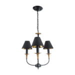 GloboStar® LIMI 01091 Vintage Κρεμαστό Φωτιστικό Καπέλο Τρίφωτο 3 x E14 IP20 Μαύρο & Χρυσό Μέταλλο με Μαύρο Ύφασμα - Μ55 x Π55 x Υ55cm - Image 3