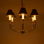 GloboStar® LIMI 01092 Vintage Κρεμαστό Φωτιστικό Καπέλο Πολύφωτο 6 x E14 IP20 Μαύρο & Χρυσό Μέταλλο με Μαύρο Ύφασμα - Μ70 x Π70 x Υ60cm - Image 2