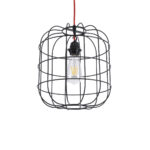 GloboStar® PARROT 01099 Μοντέρνο Κρεμαστό Φωτιστικό Πλέγμα Μονόφωτο 1 x E27 IP20 Μαύρο Μέταλλο - Μ28 x Π28 x Υ30cm