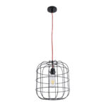 GloboStar® PARROT 01099 Μοντέρνο Κρεμαστό Φωτιστικό Πλέγμα Μονόφωτο 1 x E27 IP20 Μαύρο Μέταλλο - Μ28 x Π28 x Υ30cm - Image 3