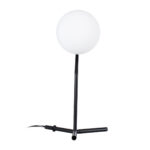 GloboStar® ELFIS 01100 Μοντέρνο Επιτραπέζιο Φωτιστικό Πορτατίφ Μονόφωτο 1 x E27 Λευκή Γυάλινη Μπάλα με Μεταλλικό Μαύρο Σώμα Φ15 x Υ41cm - Image 3