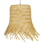 GloboStar® HAWAII 01103 Boho Κρεμαστό Φωτιστικό Καμπάνα Μονόφωτο 1 x E27 IP20 Μπέζ Ξύλο - Μ40 x Π40 x Y43cm - Image 3