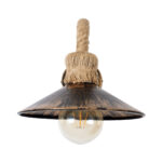 GloboStar® BRASSO 01132 Vintage Επιτοίχιο Φωτιστικό Απλίκα Μονόφωτο 1 x E27 IP20 Χάλκινο Μέταλλο με Μπεζ Σχοινί - Μ38 x Π26.7 x Υ22cm - Image 4