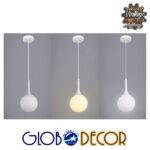 GloboStar® SPHERE 01143 Μοντέρνο Κρεμαστό Φωτιστικό Μπάλα Μονόφωτο 1 x E27 IP20 Λευκό Γυαλί - Μ25 x Π25 x Υ46.5cm - Image 7