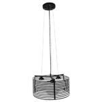 GloboStar® KEVIA 01150 Μοντέρνο Κρεμαστό Φωτιστικό Πλέγμα Τρίφωτο 3 x E27 IP20 Μαύρο Μέταλλο με Λευκό Γυαλί - Μ40 x Π40 x Υ17.5cm