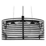 GloboStar® KEVIA 01150 Μοντέρνο Κρεμαστό Φωτιστικό Πλέγμα Τρίφωτο 3 x E27 IP20 Μαύρο Μέταλλο με Λευκό Γυαλί - Μ40 x Π40 x Υ17.5cm - Image 2