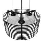 GloboStar® KEVIA 01150 Μοντέρνο Κρεμαστό Φωτιστικό Πλέγμα Τρίφωτο 3 x E27 IP20 Μαύρο Μέταλλο με Λευκό Γυαλί - Μ40 x Π40 x Υ17.5cm - Image 3