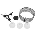 GloboStar® KEVIA 01150 Μοντέρνο Κρεμαστό Φωτιστικό Πλέγμα Τρίφωτο 3 x E27 IP20 Μαύρο Μέταλλο με Λευκό Γυαλί - Μ40 x Π40 x Υ17.5cm - Image 6