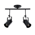 GloboStar® HOLLYWOOD 01154 Vintage Φωτιστικό Οροφής Ράγα Δίφωτο 2 x E27 IP20 Μαύρο Μέταλλο - Μ45 x Π15 x Υ40cm