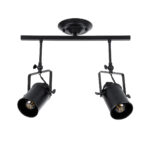 GloboStar® HOLLYWOOD 01154 Vintage Φωτιστικό Οροφής Ράγα Δίφωτο 2 x E27 IP20 Μαύρο Μέταλλο - Μ45 x Π15 x Υ40cm - Image 4