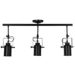 GloboStar® HOLLYWOOD 01155 Vintage Φωτιστικό Οροφής Ράγα Τρίφωτο 3 x E27 IP20 Μαύρο Μέταλλο - Μ13 x Π78 x Υ38cm - Image 3