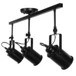 GloboStar® HOLLYWOOD 01155 Vintage Φωτιστικό Οροφής Ράγα Τρίφωτο 3 x E27 IP20 Μαύρο Μέταλλο - Μ13 x Π78 x Υ38cm - Image 6